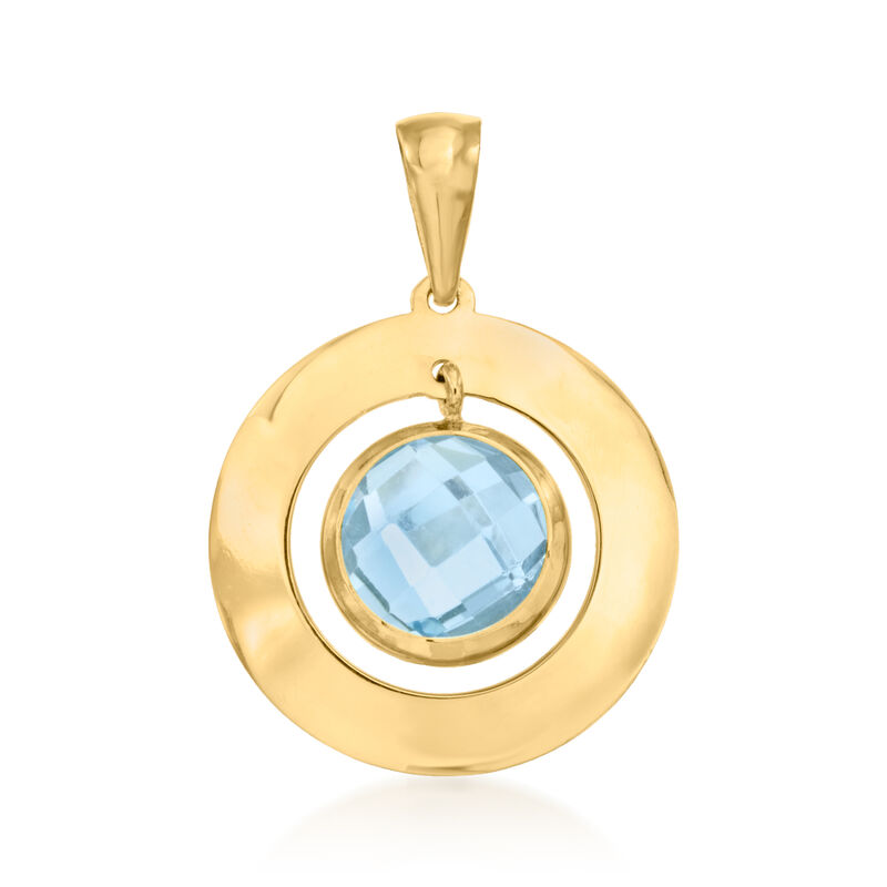 2.30 Carat Sky Blue Topaz Pendant in 14kt Yellow Gold image number 0