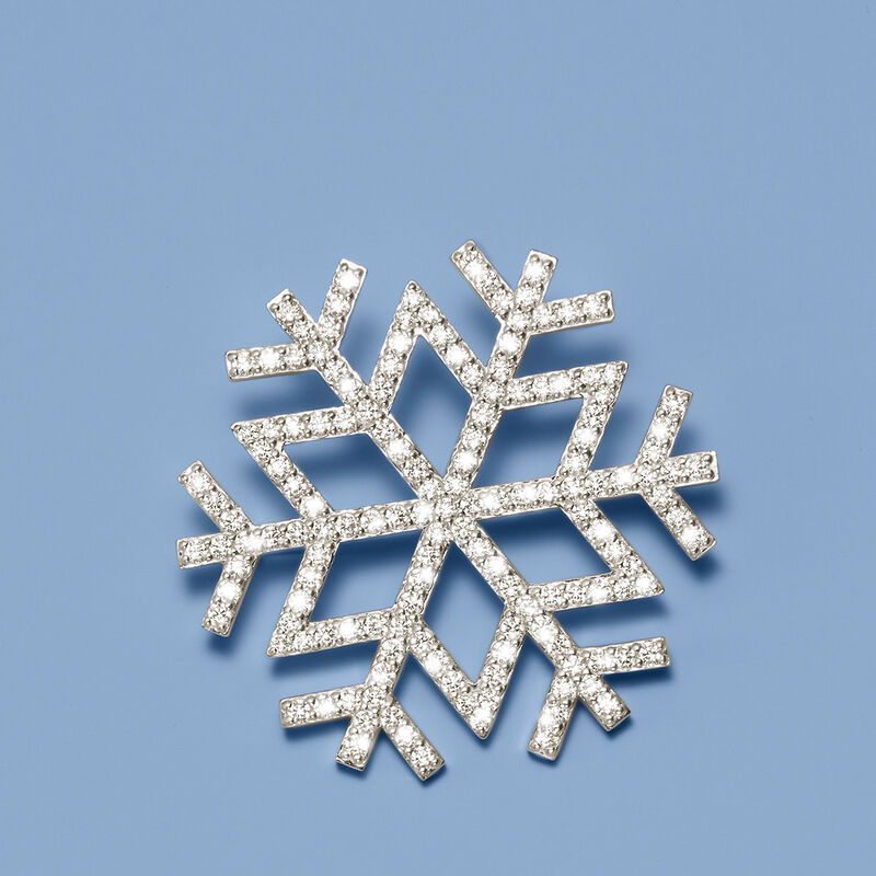 CZ-Accented Snowflake Pin in Sterling Silver image number 2