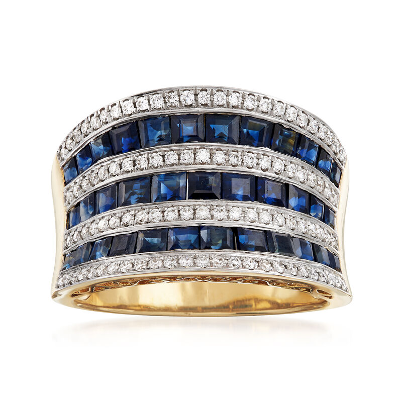 2.75 ct. t.w. Sapphire and .34 ct. t.w. Diamond Ring in 18kt Yellow Gold image number 0