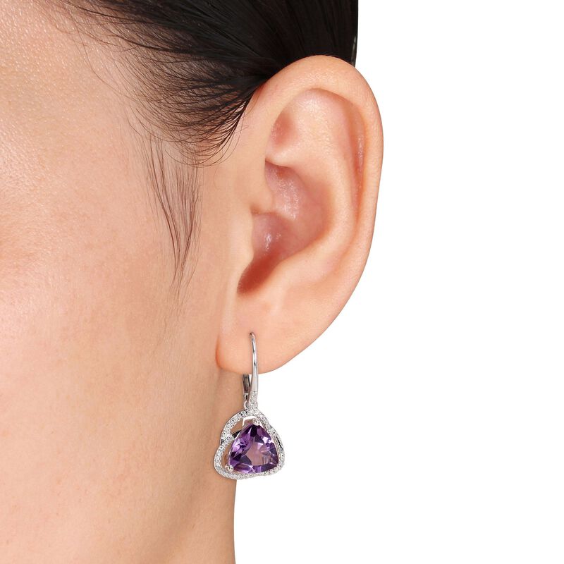 6.00 ct. t.w. Amethyst Drop Earrings with Diamonds in Sterling Silver image number 3