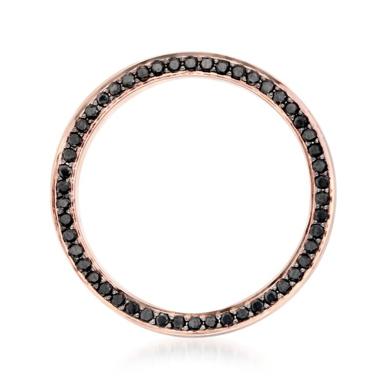 Henri Daussi Men's 5mm 14kt Rose Gold Wedding Ring with .80 ct. t.w. Black Diamonds. Size 10 image number 2