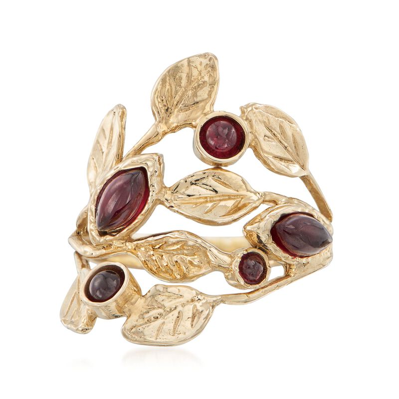 1.30 ct. t.w. Garnet Leaf Ring in 14kt Yellow Gold image number 0