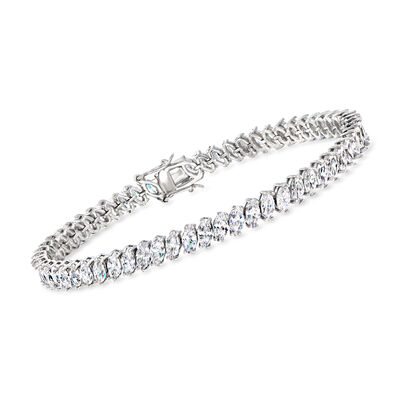 11.00 ct. t.w. Marquise CZ Tennis Bracelet in Sterling Silver