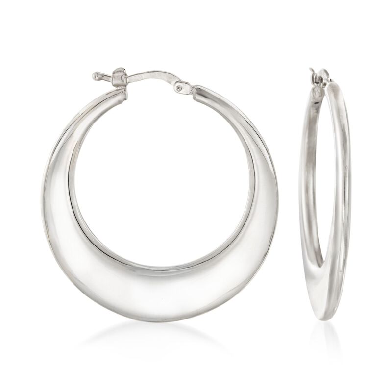 Italian Sterling Silver Graduated Hoop Earrings image number 0