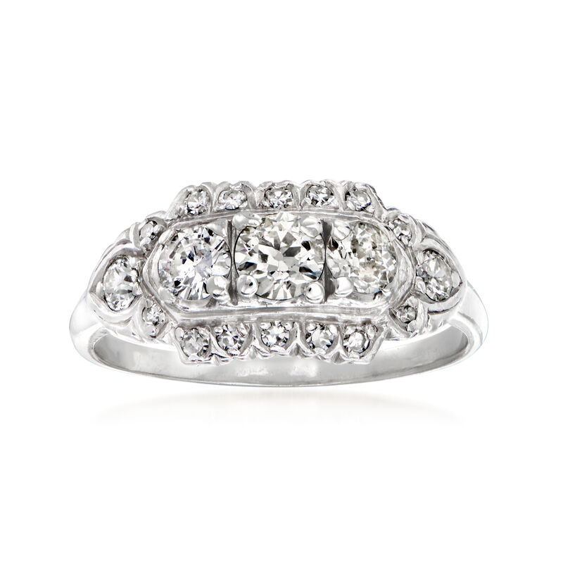 C. 1930 Vintage 1.00 ct. t.w. Diamond Ring in 14kt White Gold image number 0
