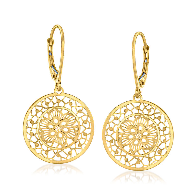 Italian 18kt Yellow Gold Filigree Circle Drop Earrings image number 0
