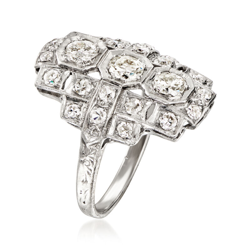 C. 2000 Vintage .95 ct. t.w. Diamond Geometric Ring in Platinum. Size 5.5 image number 2