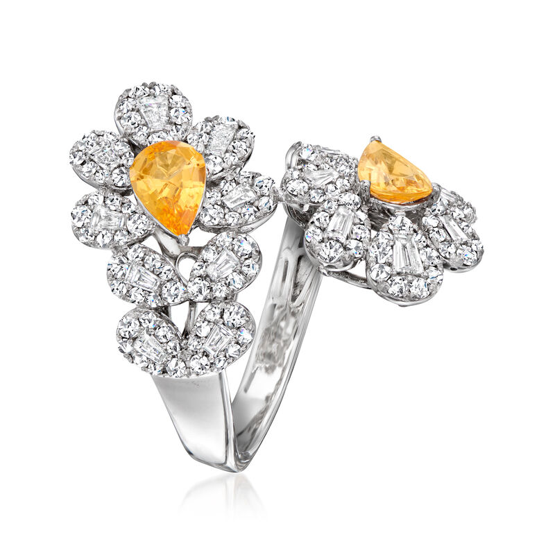 1.70 ct. t.w. Orange Garnet Bypass Ring with 1.58 ct. t.w. Diamonds in 14kt White Gold image number 2