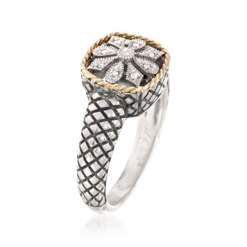 Andrea Candela Diamond Accent Floral Ring in 18kt Yellow Gold and Sterling Silver image number 2