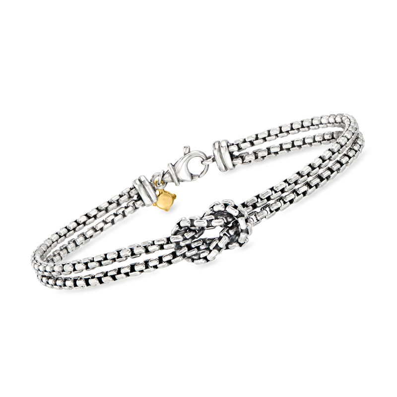 C. 2000 Vintage David Yurman Sterling Silver Knot Bracelet with 18kt Yellow Gold Charm image number 0