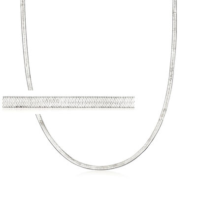 14kt White Gold Herringbone Necklace