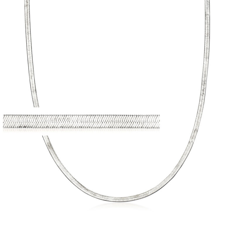 14kt White Gold Herringbone Necklace. 18" image number 1