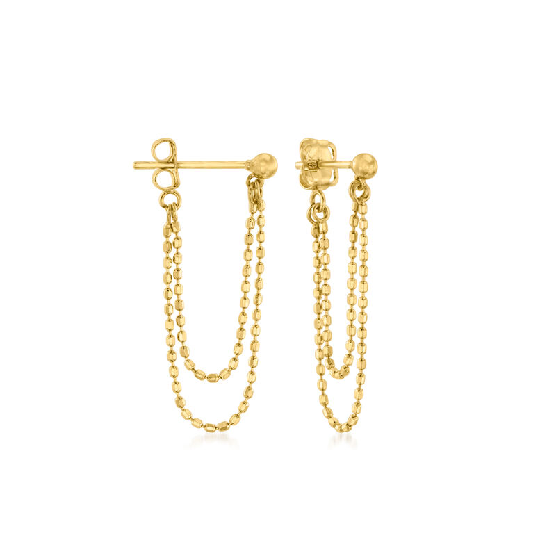 14kt Yellow Gold Double-Chain Drop Earrings image number 0