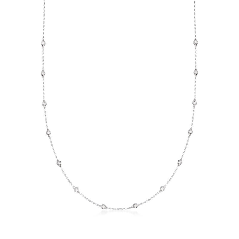 .50 ct. t.w. Bezel-Set Diamond Station Necklace in 14kt White Gold image number 0