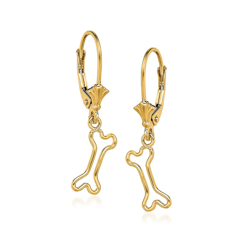 14kt Yellow Gold Dog Bone Drop Earrings image number 0
