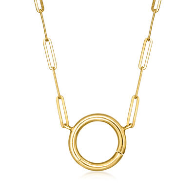 Italian 14kt Yellow Gold Charm-Compatible Paper Clip Link Necklace