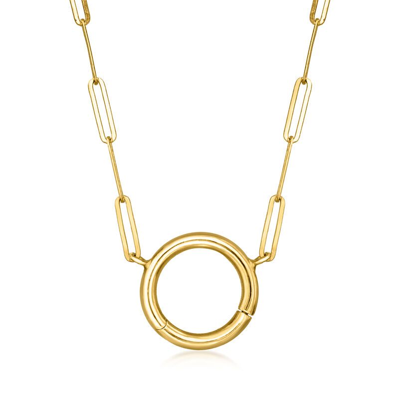 Italian 14kt Yellow Gold Charm-Compatible Paper Clip Link Necklace image number 0