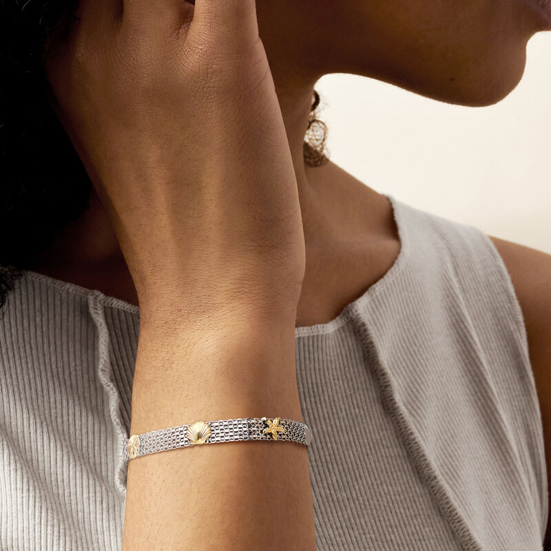 Sterling Silver and 18kt Gold Over Sterling Sea Life Bismark-Link Bolo Bracelet  image number 1