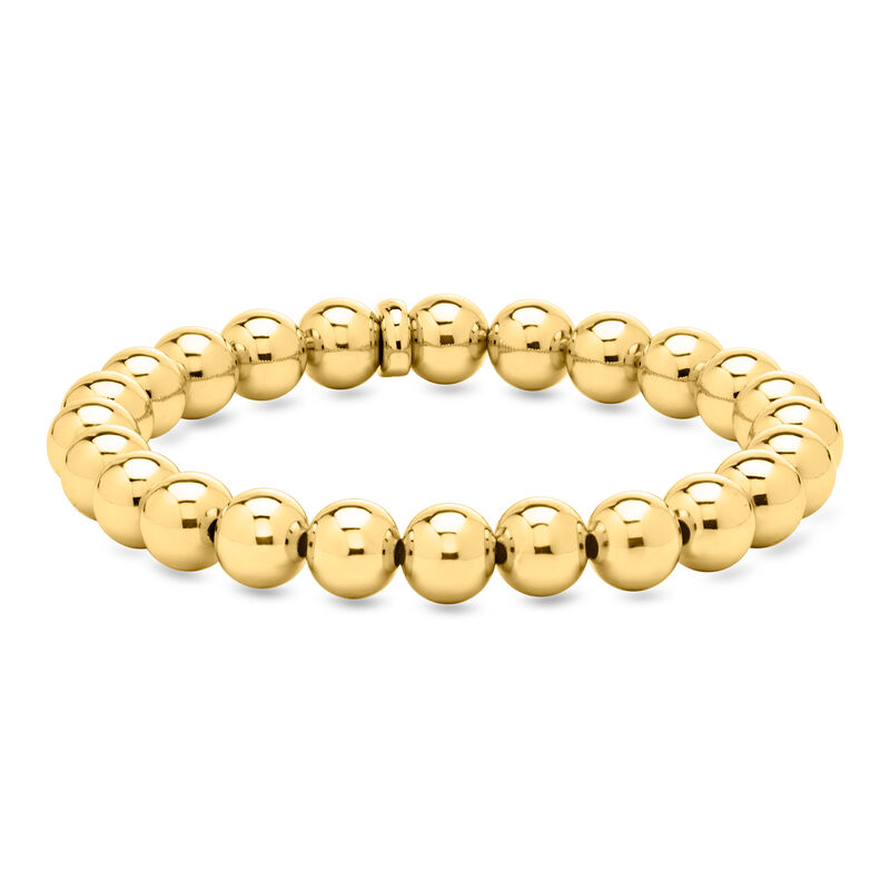Italian 8mm 14kt Yellow Gold-Plated Bead Stretch Bracelet image number 0