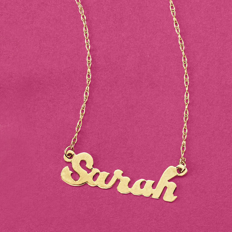 Child's 14kt Yellow Gold Script Name Necklace. 15&quot; image number 1