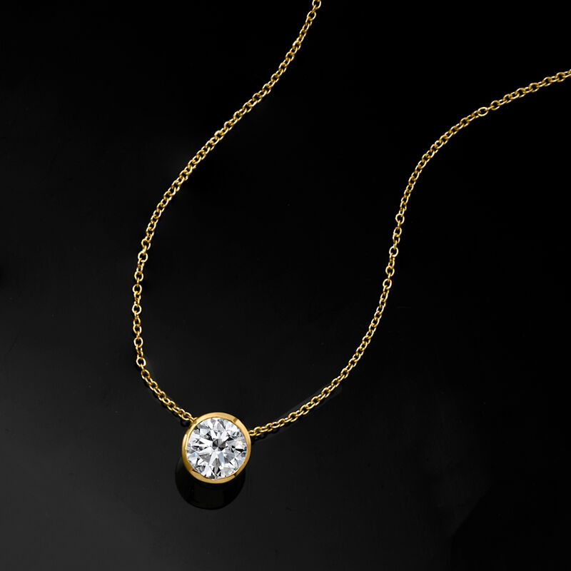 1.00 Carat Bezel-Set Lab-Grown Diamond Necklace in 14kt Yellow Gold image number 4