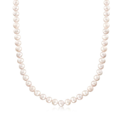 7-8mm Cultured Pearl Necklace with 18kt Gold Over Sterling