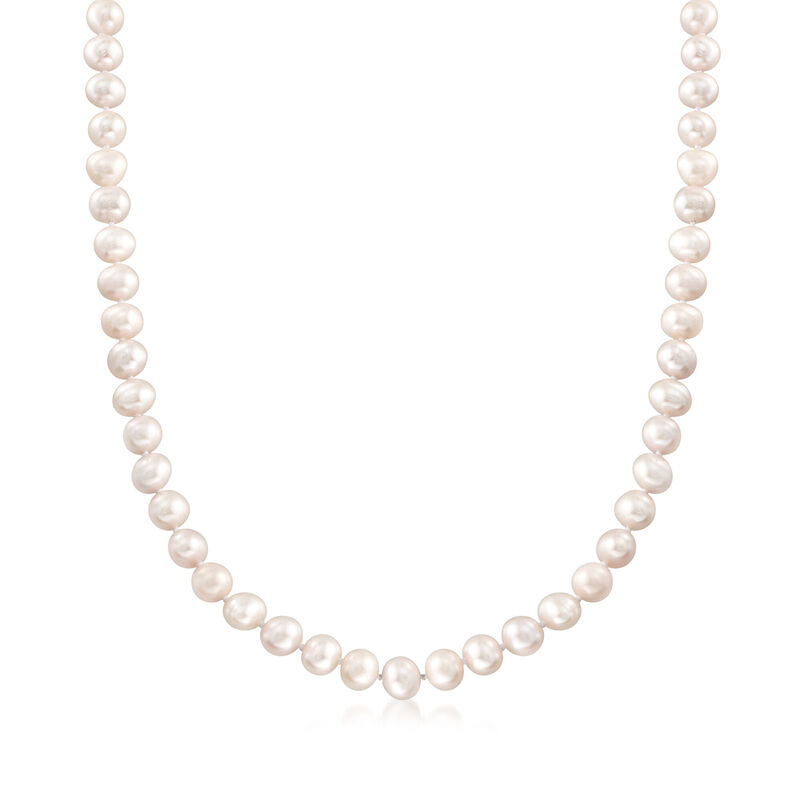 7-8mm Cultured Pearl Necklace with 18kt Gold Over Sterling image number 0