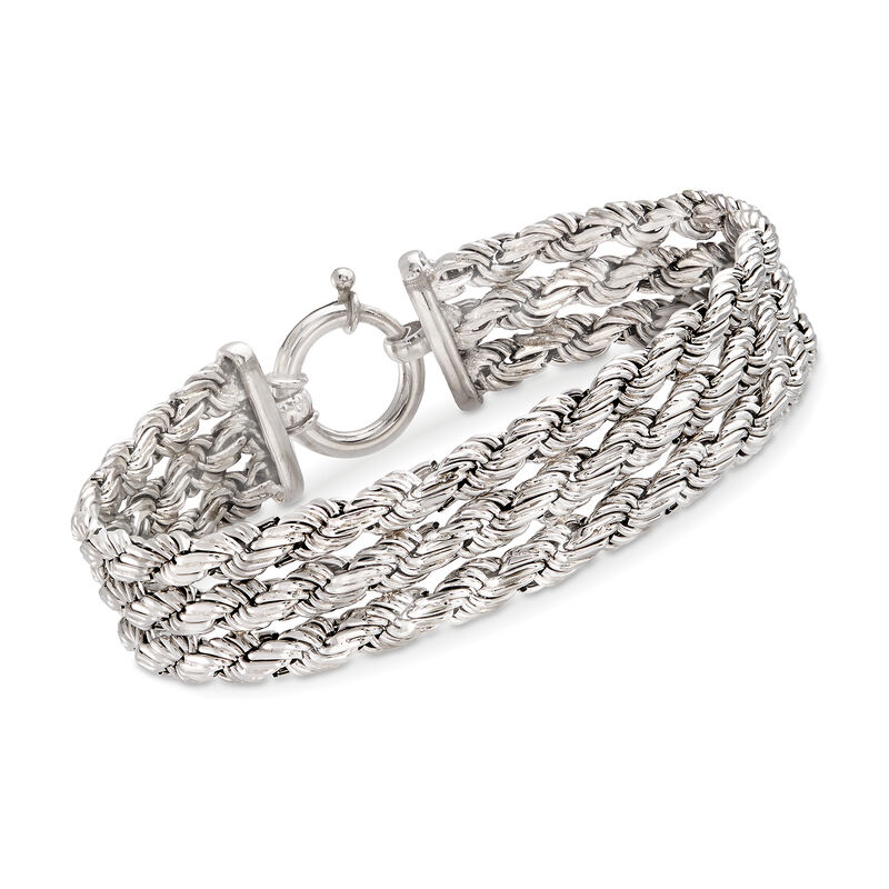 Sterling Silver Three-Row Rope Chain Bracelet image number 0