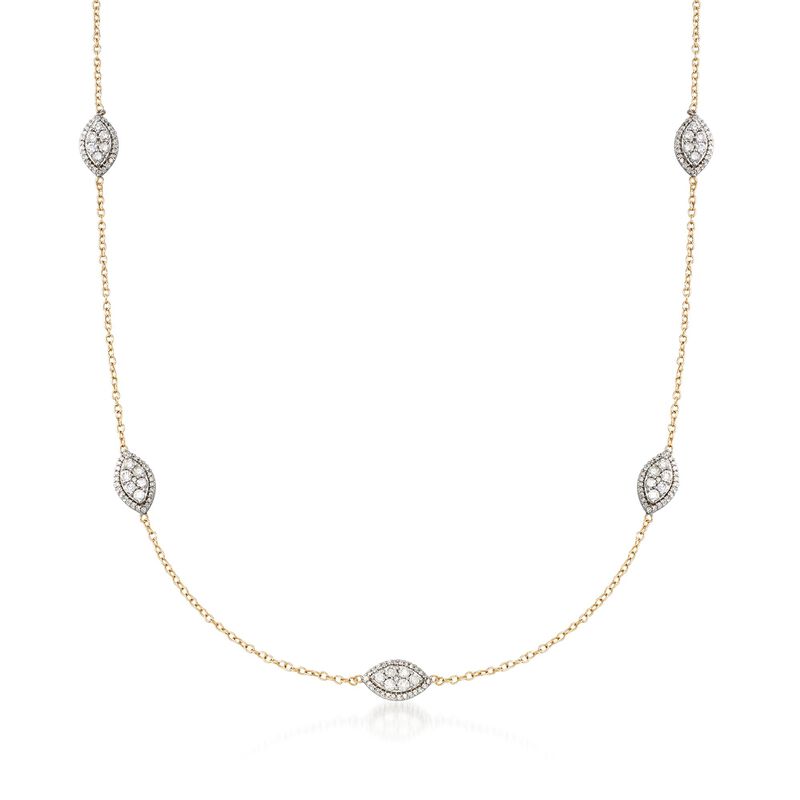1.00 ct. t.w. Diamond Marquise Cluster Station Necklace in 14kt Yellow Gold image number 0