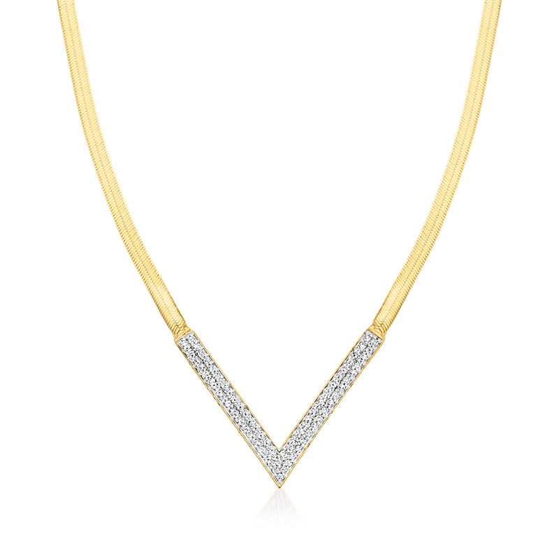 .75 ct. t.w. Diamond Chevron Herringbone Necklace in 18kt Gold Over Sterling image number 0