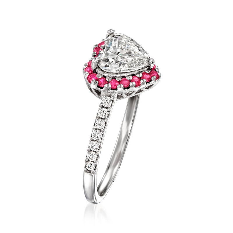 1.15 ct. t.w. Lab-Grown Diamond Heart Ring with .20 ct. t.w. Rubies in 14kt White Gold image number 2