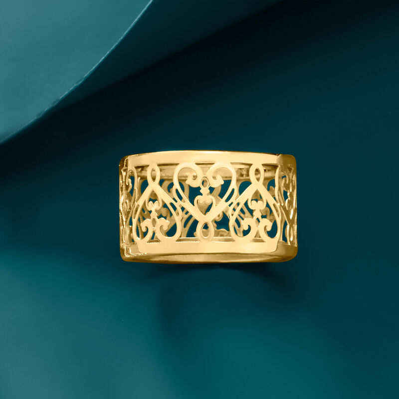 Italian 14kt Yellow Gold Filigree Heart Ring image number 3