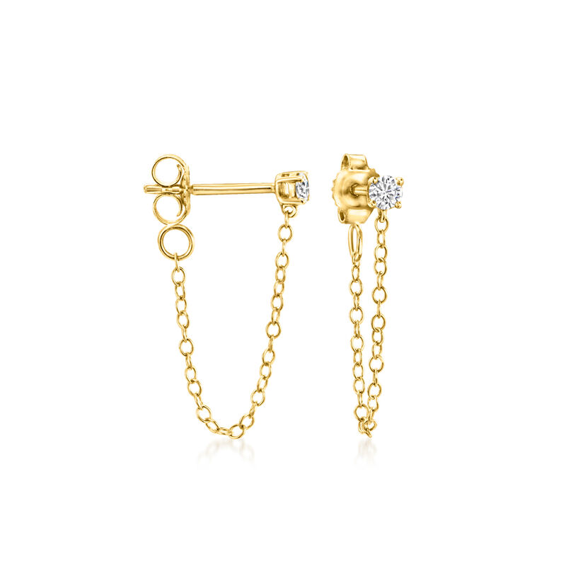 .15 ct. t.w. Lab-Grown Diamond Cable-Chain Drop Earrings in 14kt Yellow Gold  image number 0