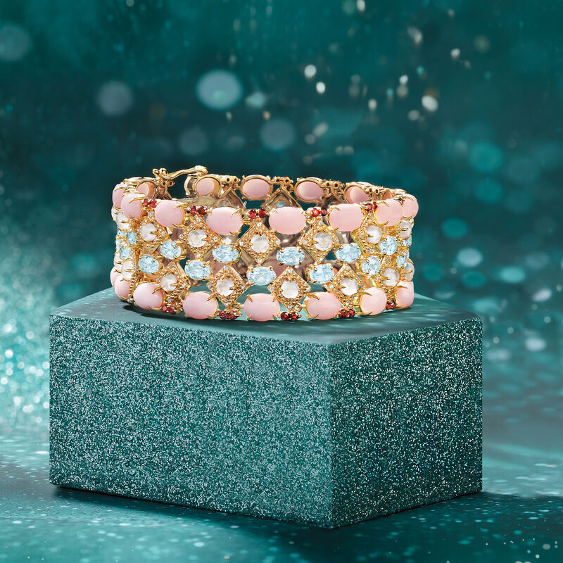 Pink Opal and 24.45 ct. t.w. Multi-Gemstone Bracelet in 18kt Gold Over Sterling  image number 2