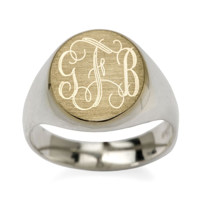 Two-Tone Sterling Silver Monogram Signet Ring image number 0