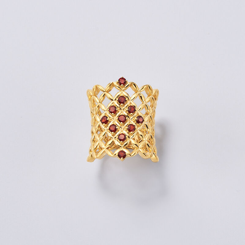 .80 ct. t.w. Burgundy Garnet Latticework Ring in 18kt Gold Over Sterling image number 4