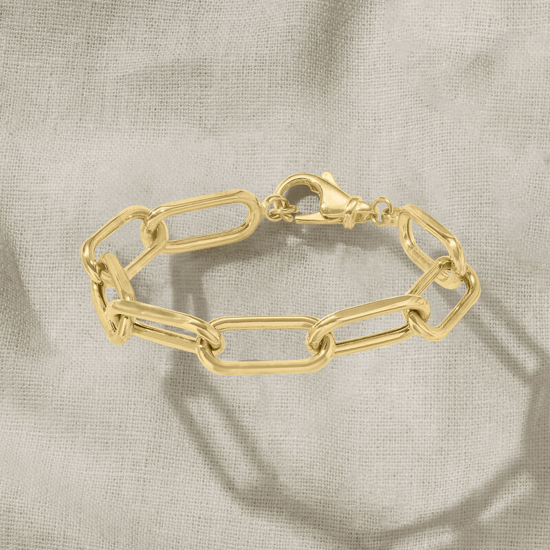 18kt Gold Over Sterling Large Paper Clip Link Bracelet image number 3