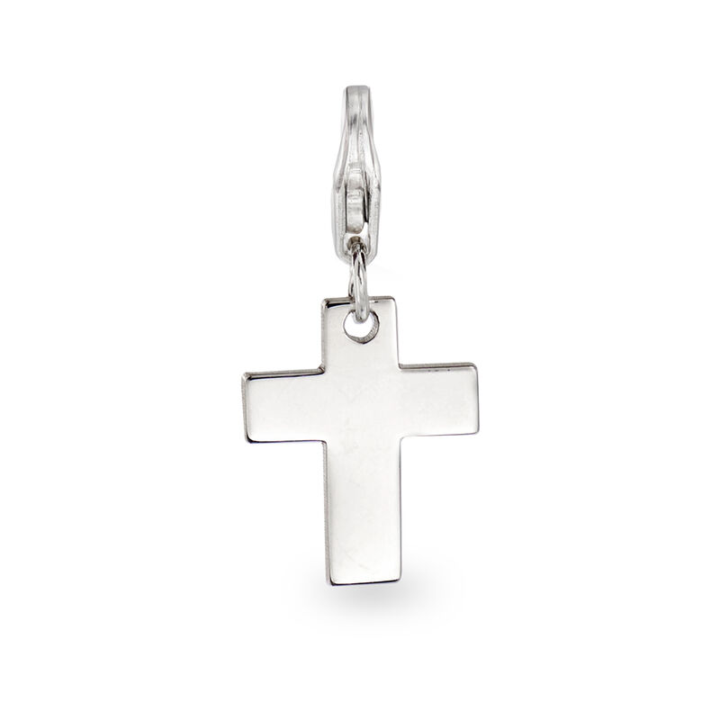 Italian Purple Murano Glass Bead Stretch Bracelet with Sterling Silver Cross Charm. 7&quot; image number 2