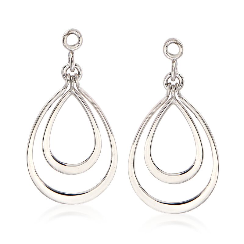 14kt White Gold Double Open Drop Earring Jackets image number 2