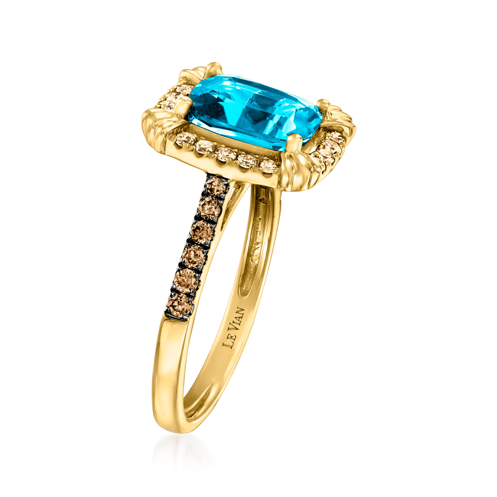 Le Vian 2.20 Carat Deep Sea Blue Topaz Ring with .40 ct. t.w. Nude and Chocolate