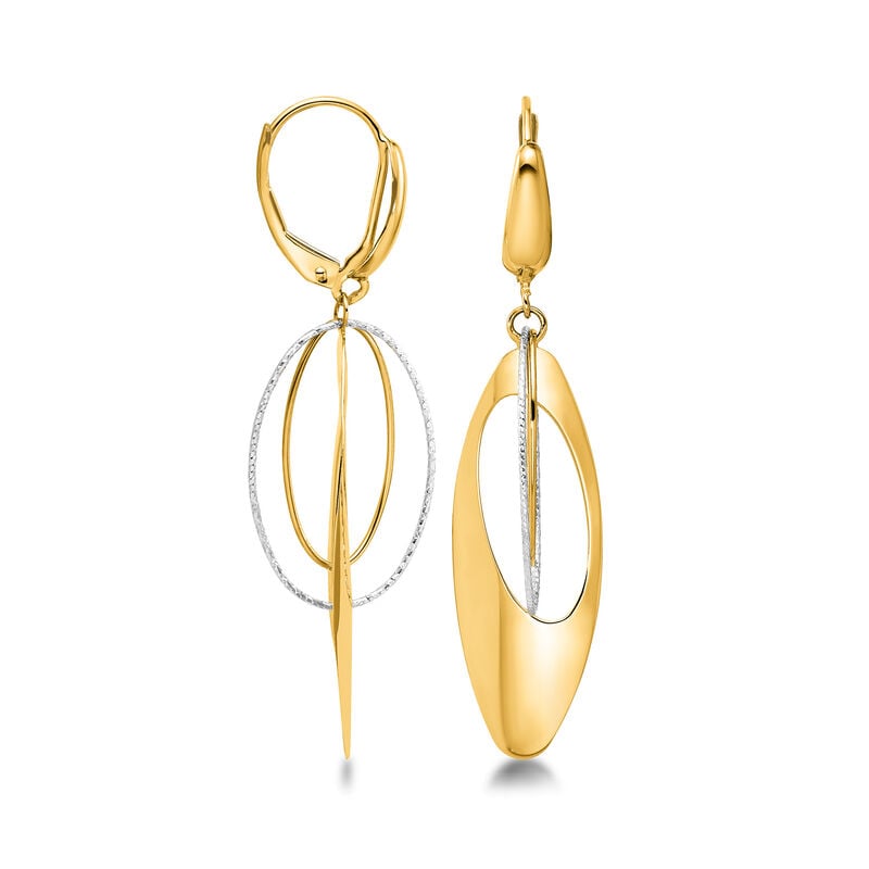 Italian 14kt Two-Tone Gold Oval Drop Earrings image number 1
