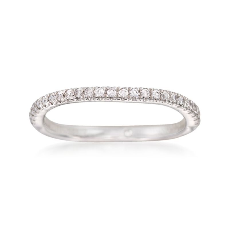 Gabriel Designs .18 ct. t.w. Diamond Curved Wedding Band in 14kt White Gold image number 0