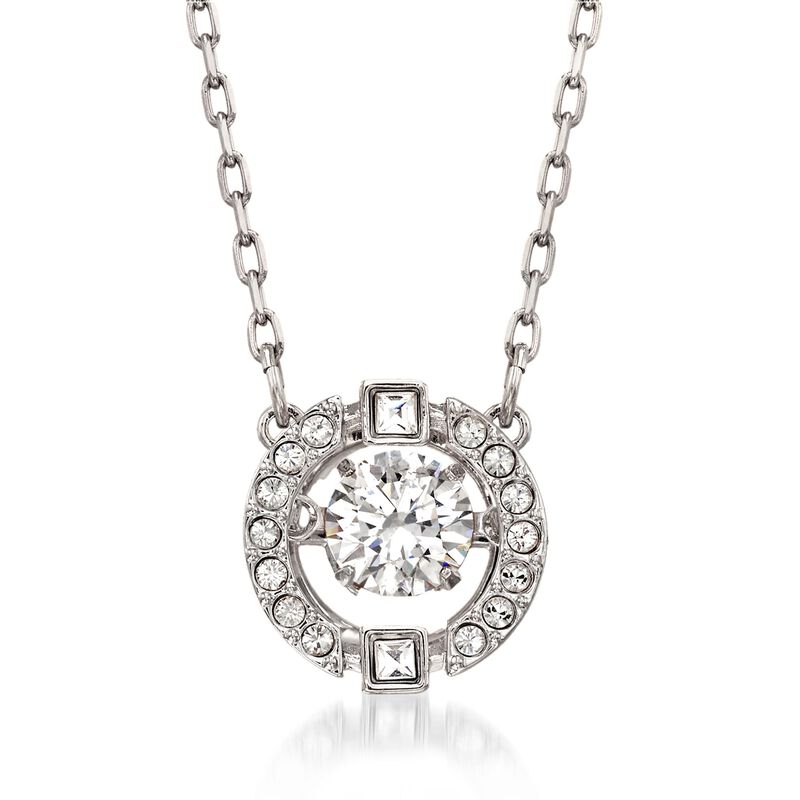 Swarovski Crystal "Sparkling Dance" Floating Crystal Necklace in Silvertone image number 0
