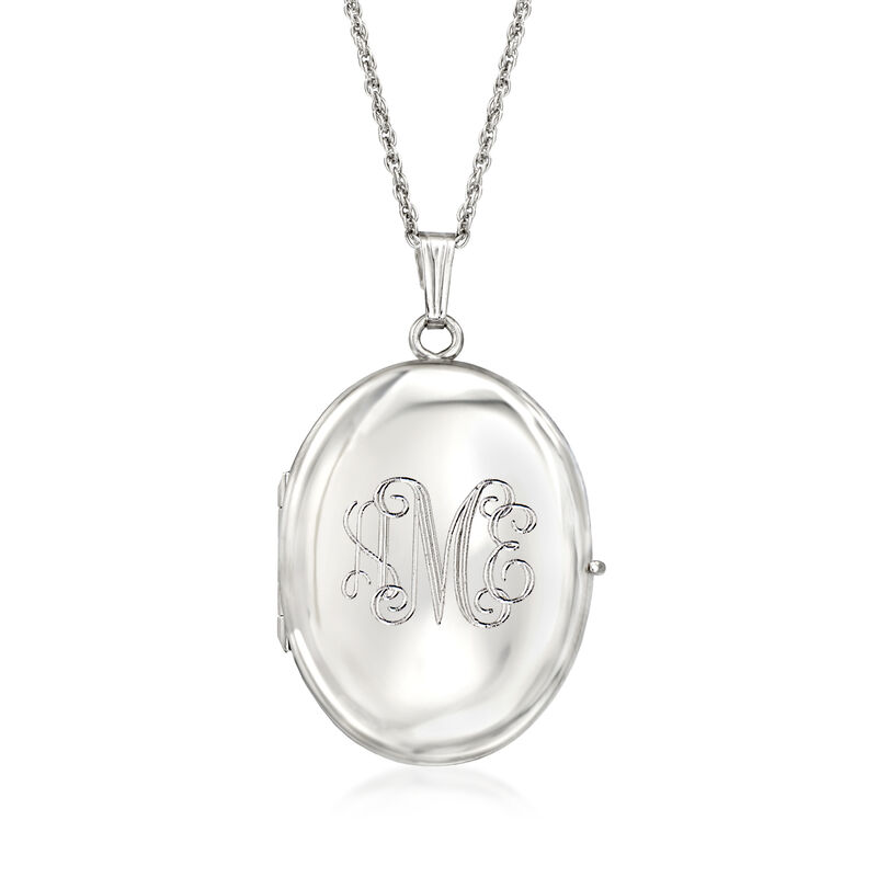 Sterling Silver Personalized Four-Photo Oval Locket Necklace  image number 1