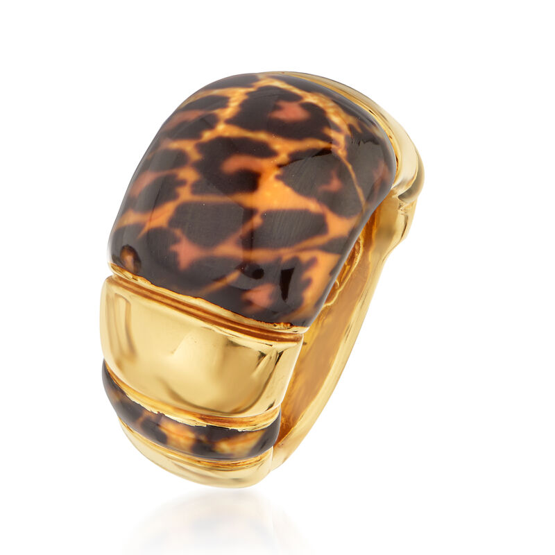 Italian Leopard-Print Enamel Ring in 14kt Yellow Gold image number 2