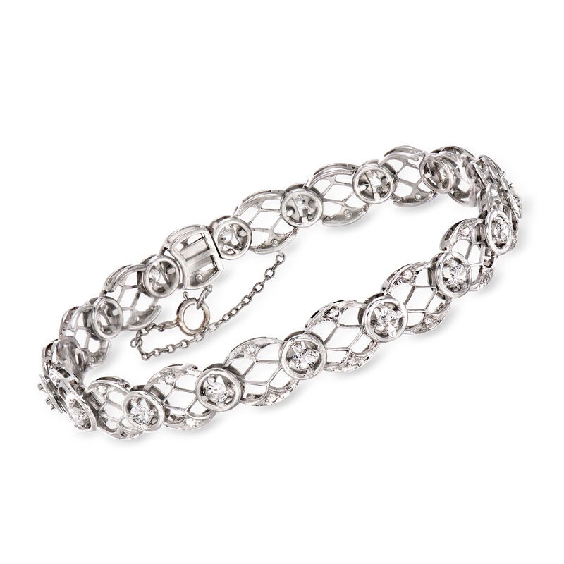 C. 1950 Vintage 1.75 ct. t.w. Diamond Circle-Link Bracelet in Platinum image number 0