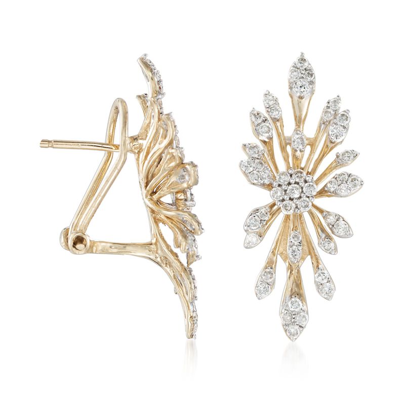 .82 ct. t.w. Diamond Starburst Earrings in 14kt Yellow Gold image number 2
