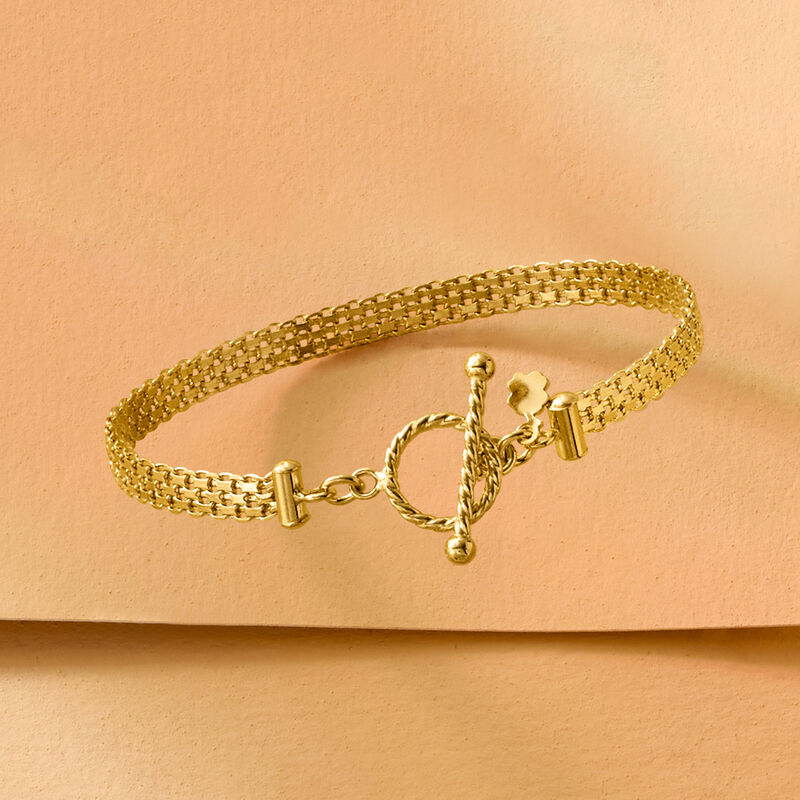 Italian 18kt Gold Over Sterling Bismark-Link Toggle Bracelet image number 3