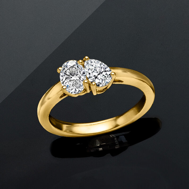 1.00 ct. t.w. Lab-Grown Diamond Toi et Moi Ring in 18kt Gold Over Sterling image number 4
