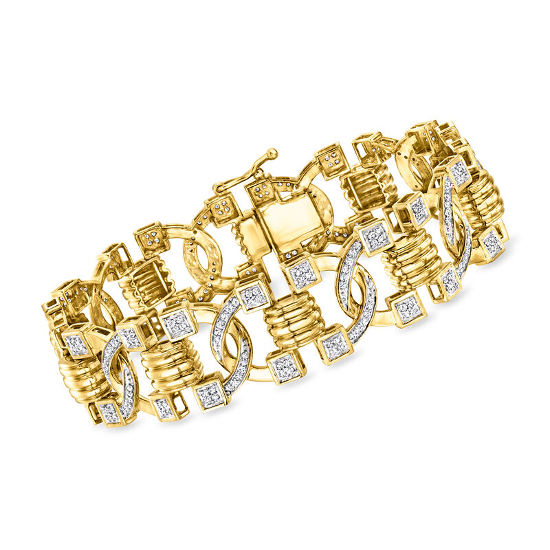 1.50 ct. t.w. Diamond Twisted-Link Bracelet in 18kt Gold Over Sterling image number 0